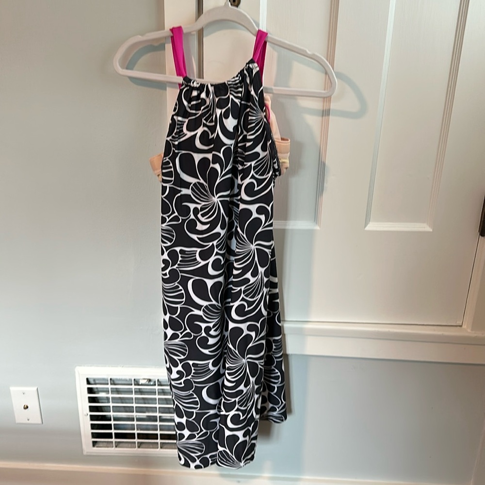 Athleta Black and White Floral Tank Swim Cover-Up